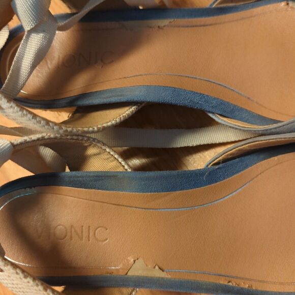 VIONIC Maris Aruba Espadrille Wedge Sandals Womens 10 Blue Ankle Strap - Picture 7 of 8